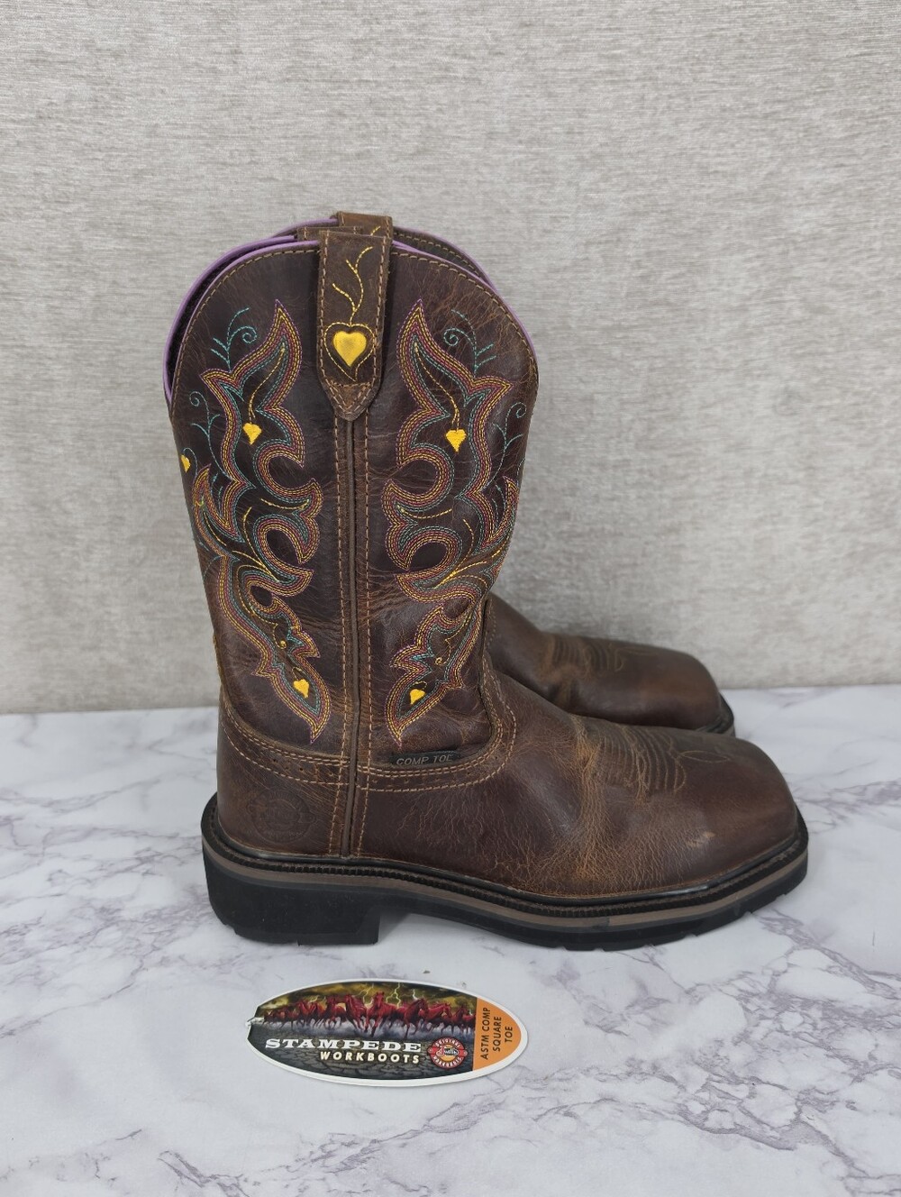 Justin Women's WKL4664 Stampede Pull-on Work Cowgirl Cowboy Boots Composite Toe